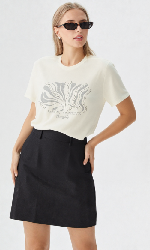 Camiseta mujer manga corta estampada