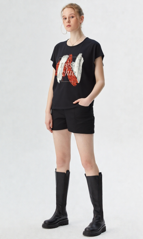 Camiseta mujer manga corta estampada
