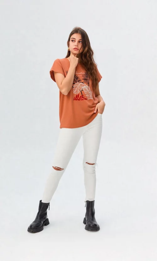 Camiseta mujer manga corta estampada