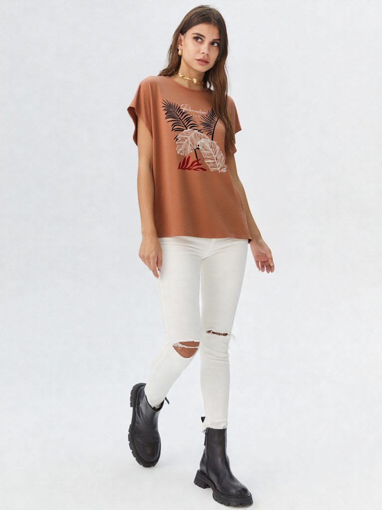 Camiseta mujer manga corta estampada - Imagen 3