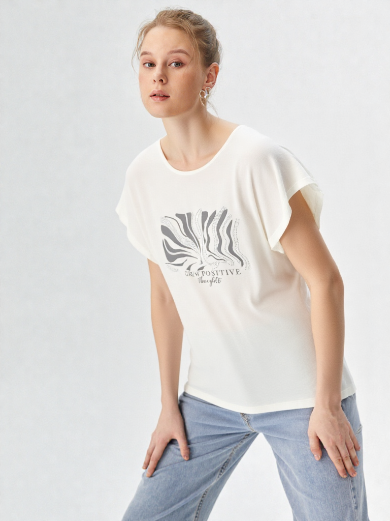 Camiseta mujer manga 3/4 estampada - Imagen 3