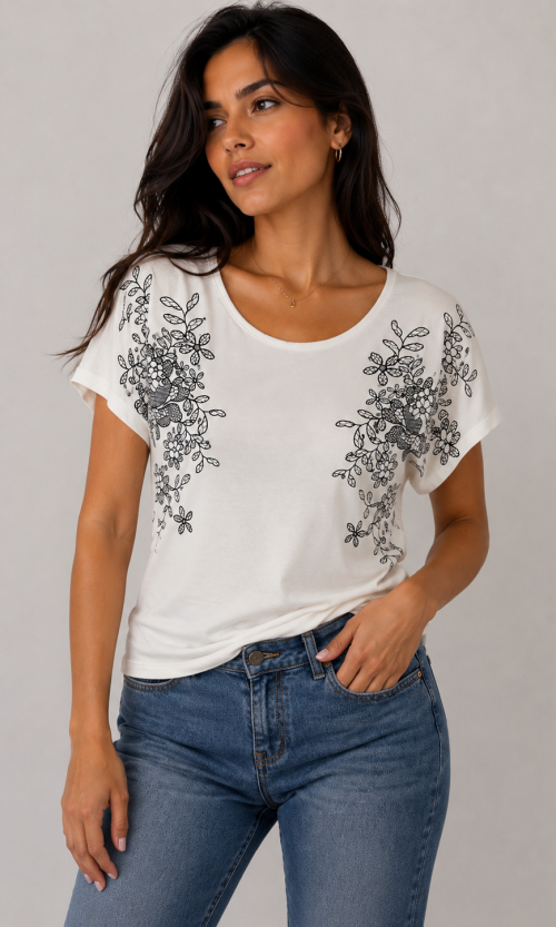 Camiseta mujer manga corta estampada
