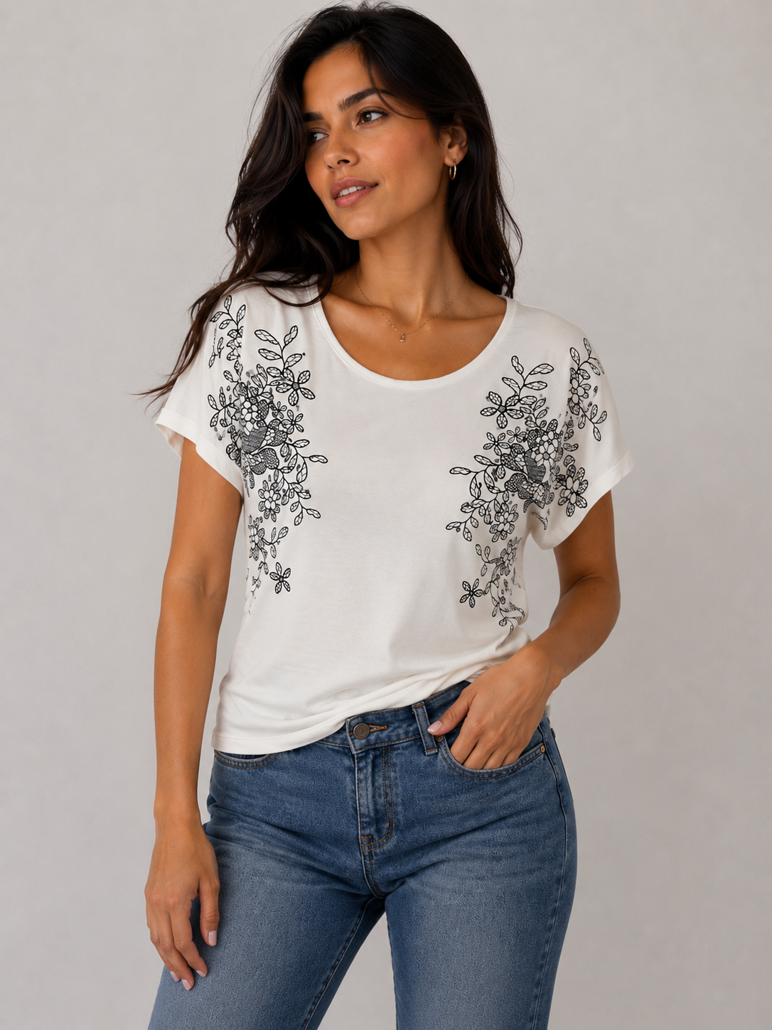 Camiseta mujer manga corta estampada