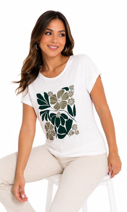 Camiseta mujer manga corta estampada