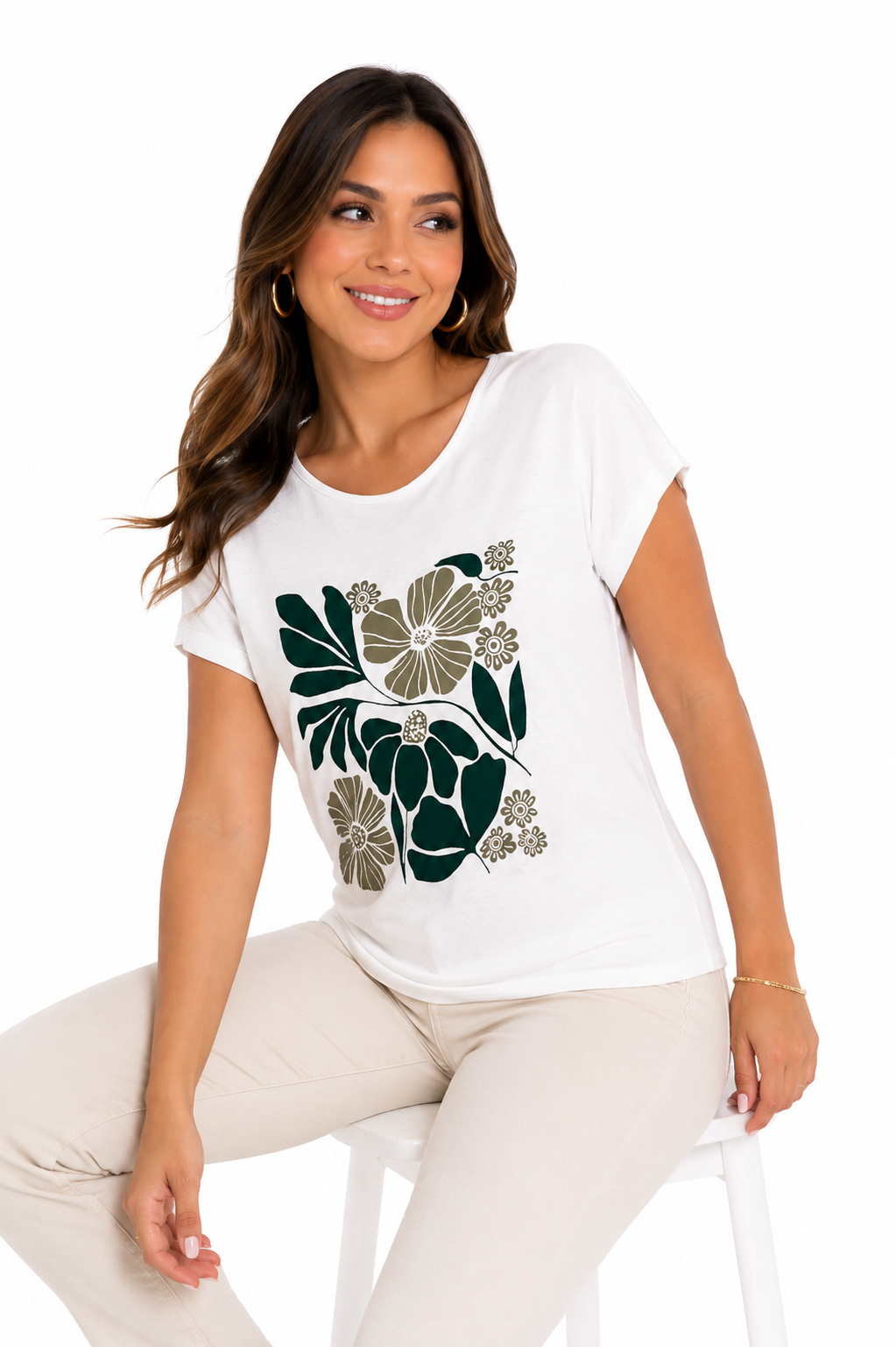 Camiseta mujer manga corta estampada
