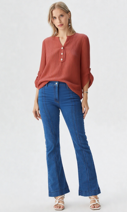 Blusa mujer manga 3/4 unicolor