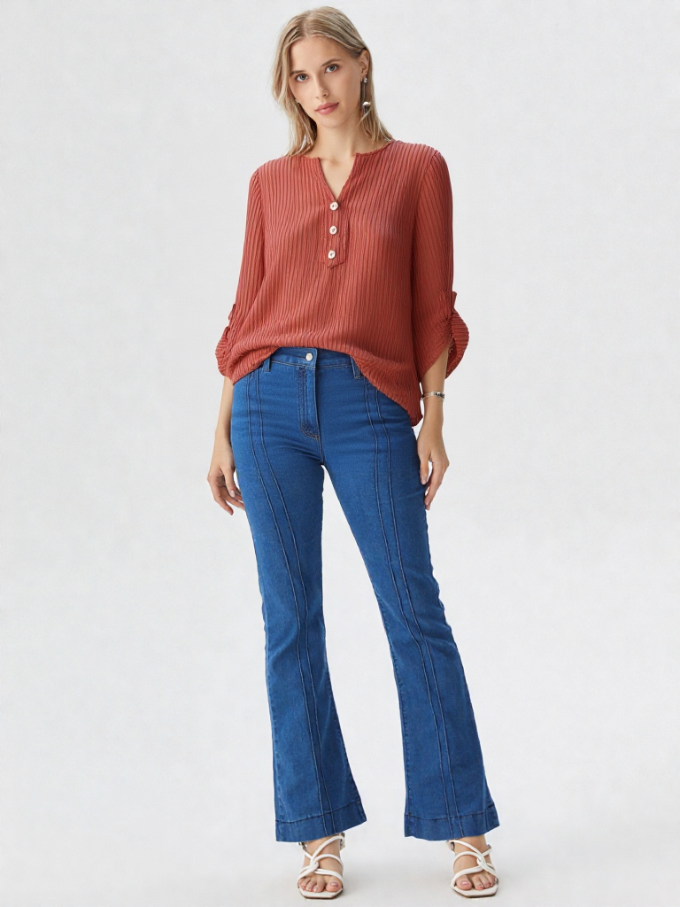 Blusa mujer manga 3/4 unicolor
