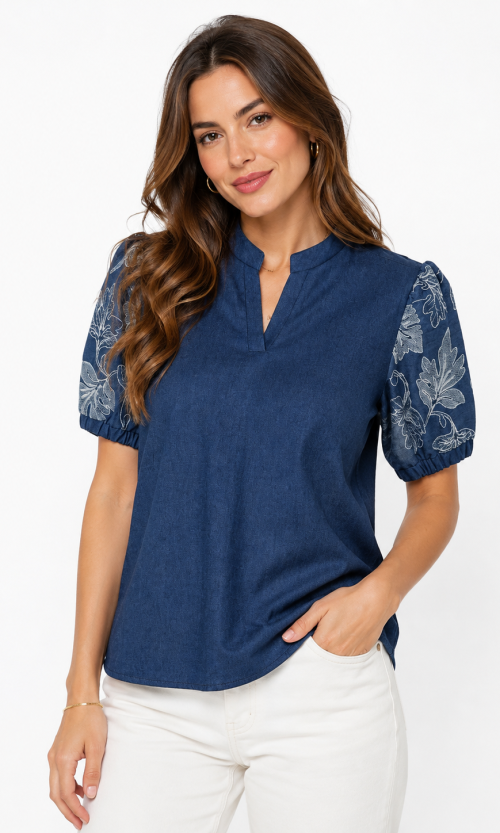 Blusa mujer manga corta unicolor