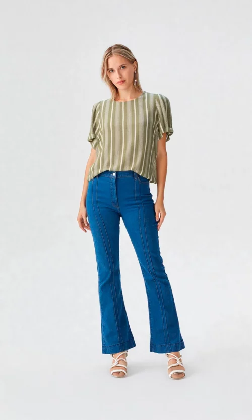 Blusa mujer manga corta rayas