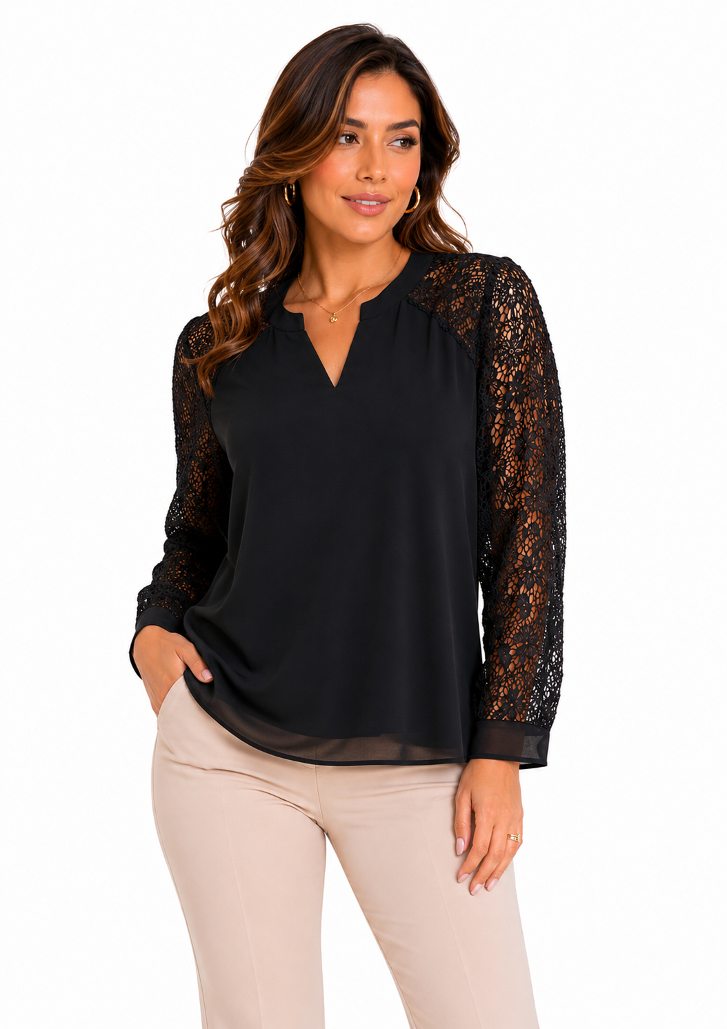 Blusa mujer manga larga unicolor - Imagen 2