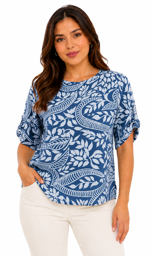 Blusa mujer manga corta estampada