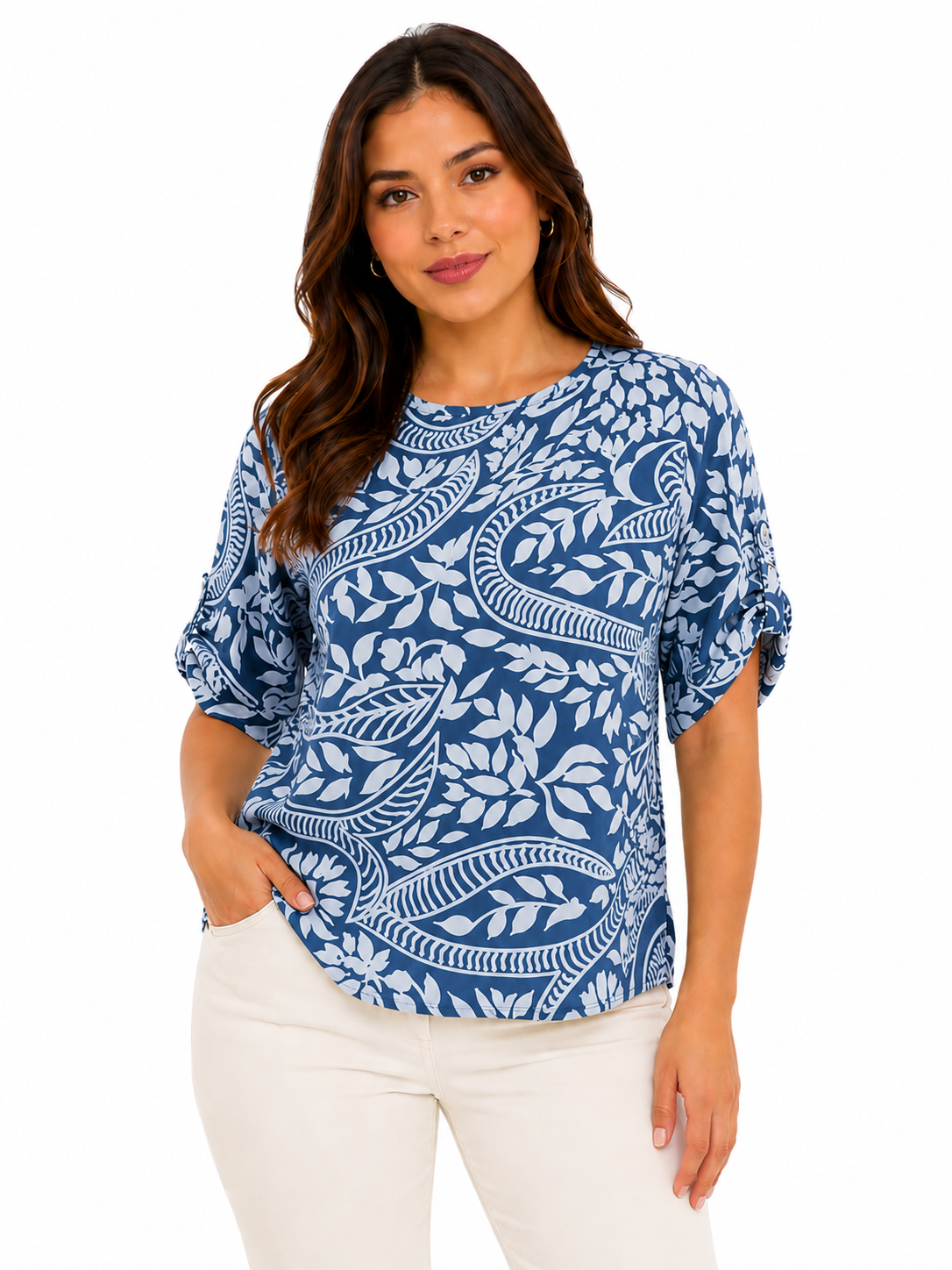 Blusa mujer manga corta estampada