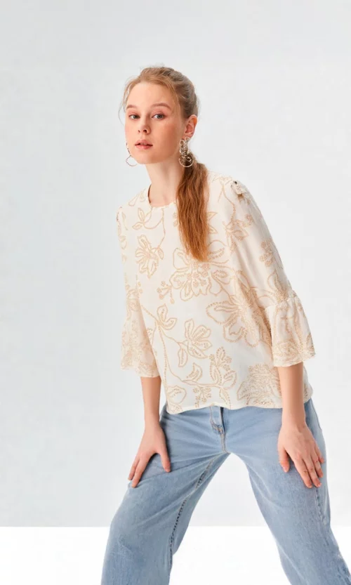 Blusa mujer manga 3/4 estampada