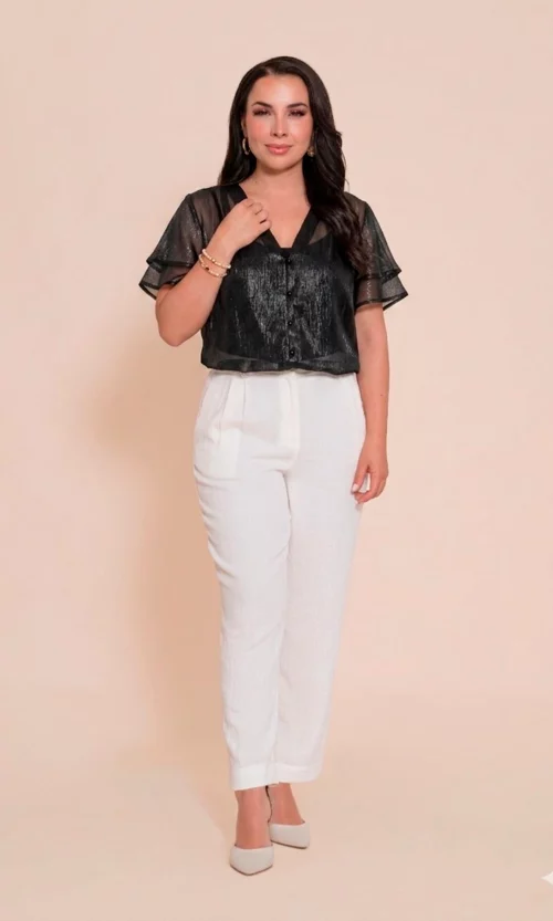 Blusa mujer manga corta unicolor