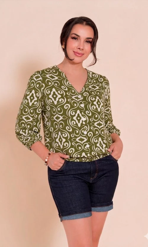 Blusa mujer manga 3/4 estampada