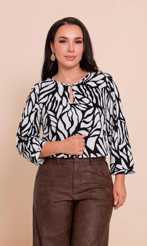 Blusa mujer manga 3/4 estampada