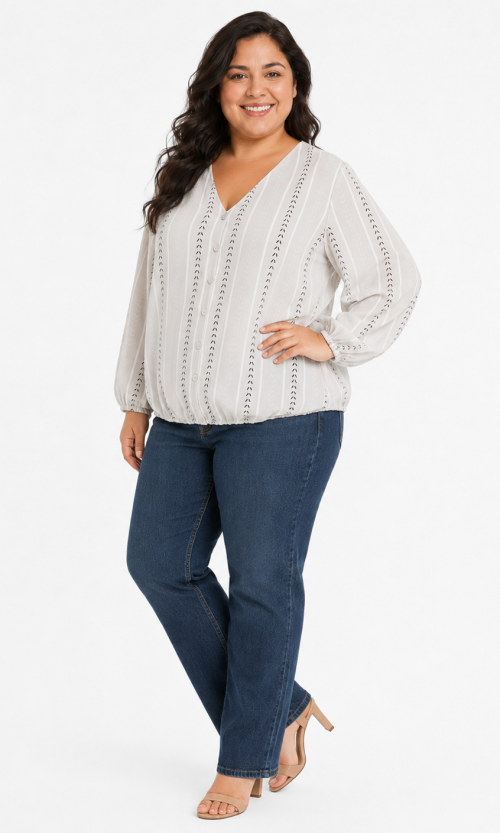 Blusa para mujer plus size a rayas