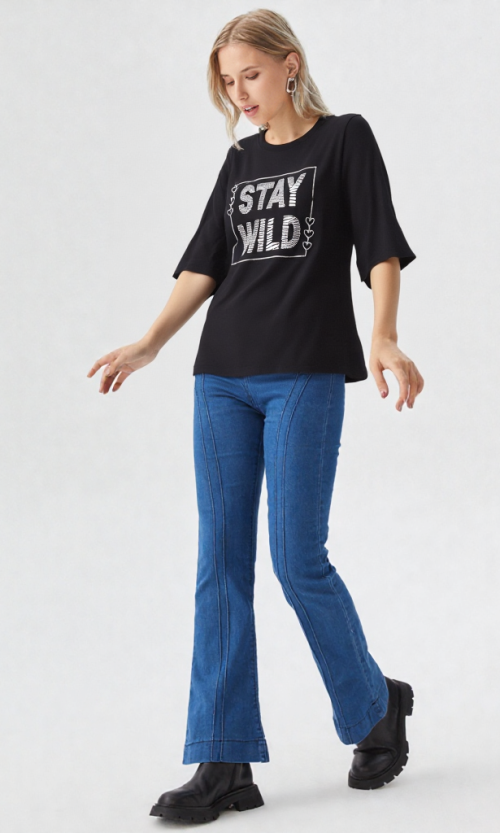 Camiseta mujer manga 3/4 estampada
