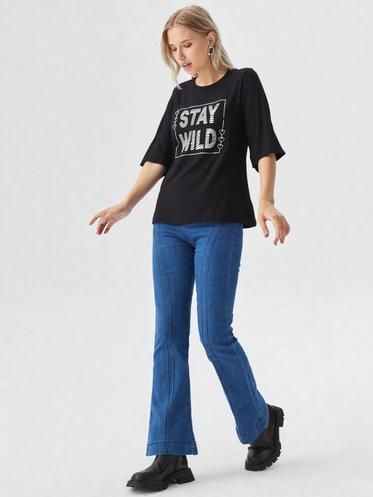 Camiseta mujer manga 3/4 estampada - Imagen 6