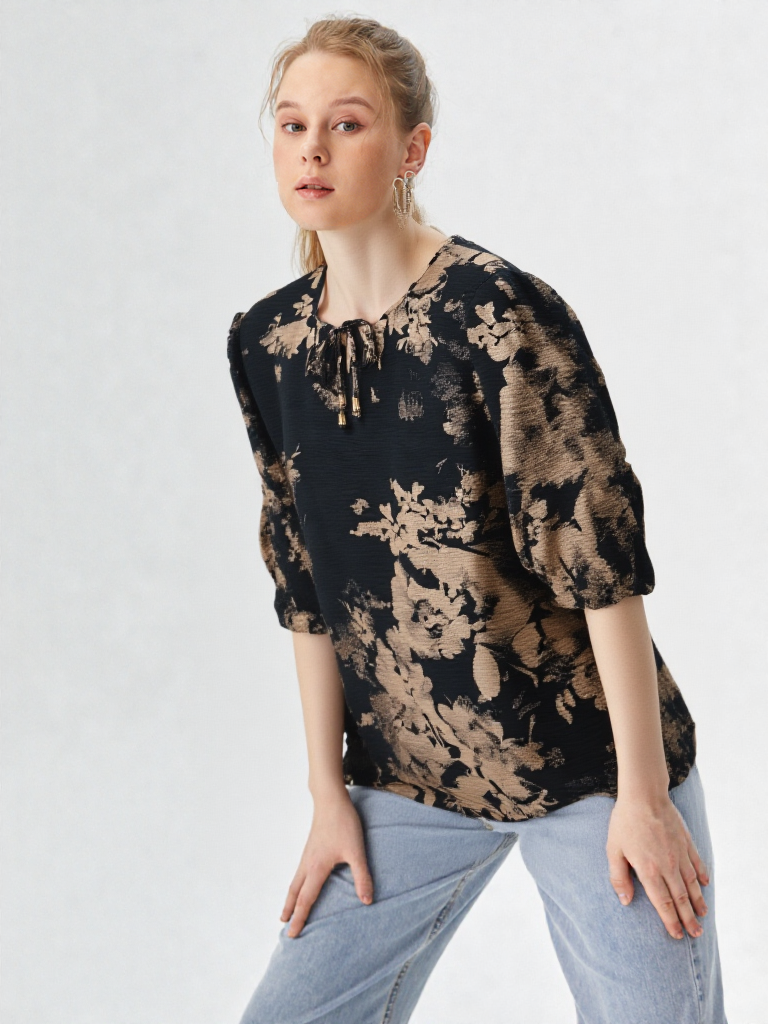 Blusa mujer manga corta estampada - Imagen 4