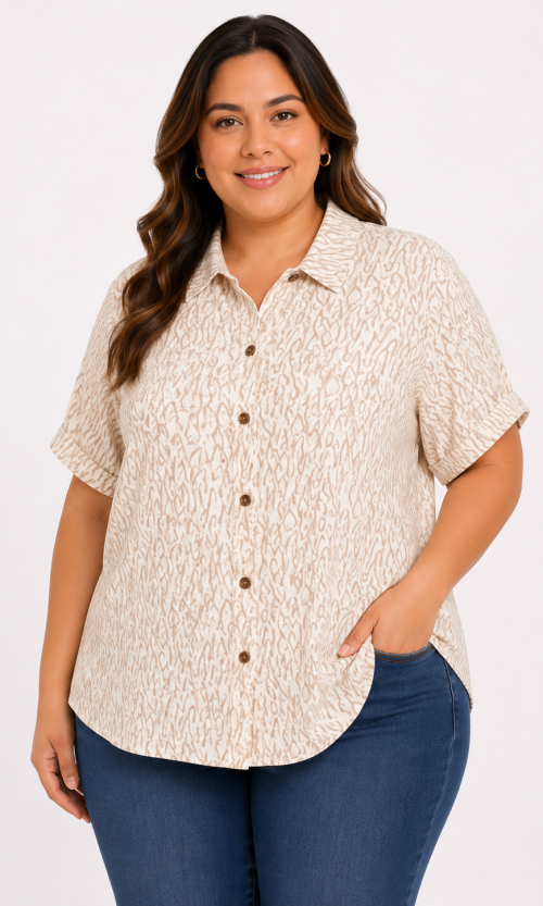 Blusa mujer manga corta estampada