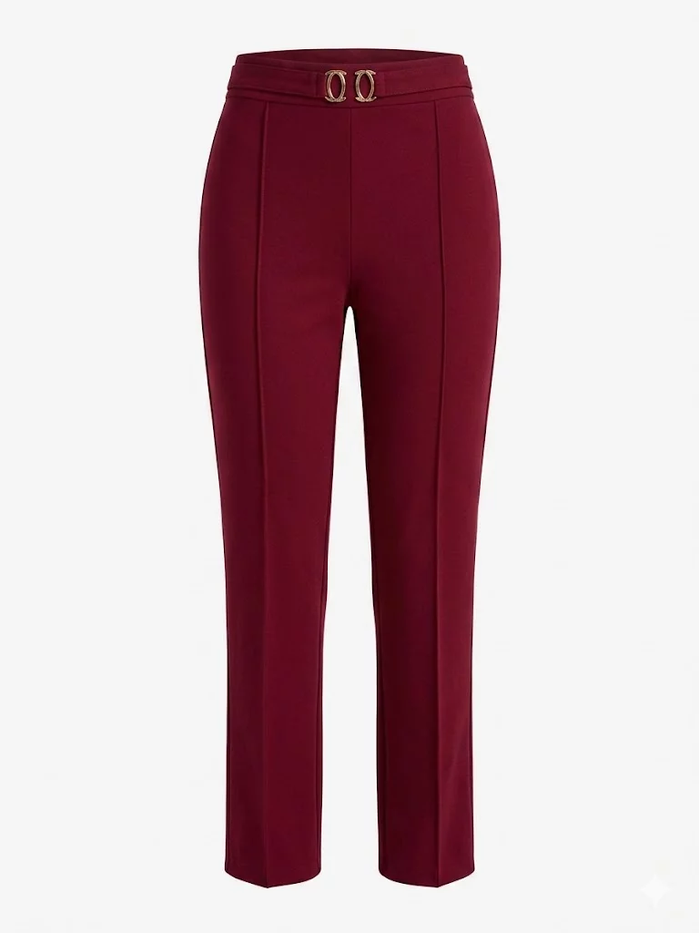 Pantalón Elegante de Tiro Alto con Hebilla Dorada y Bota Recta - Imagen 4