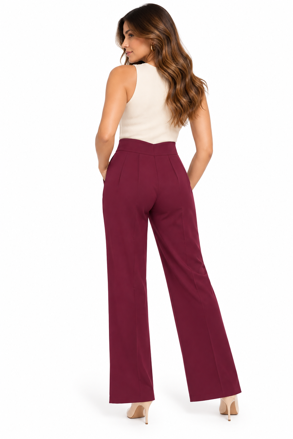 Pantalón Elegante de Tiro Alto con Hebilla Dorada y Bota Recta - Imagen 3