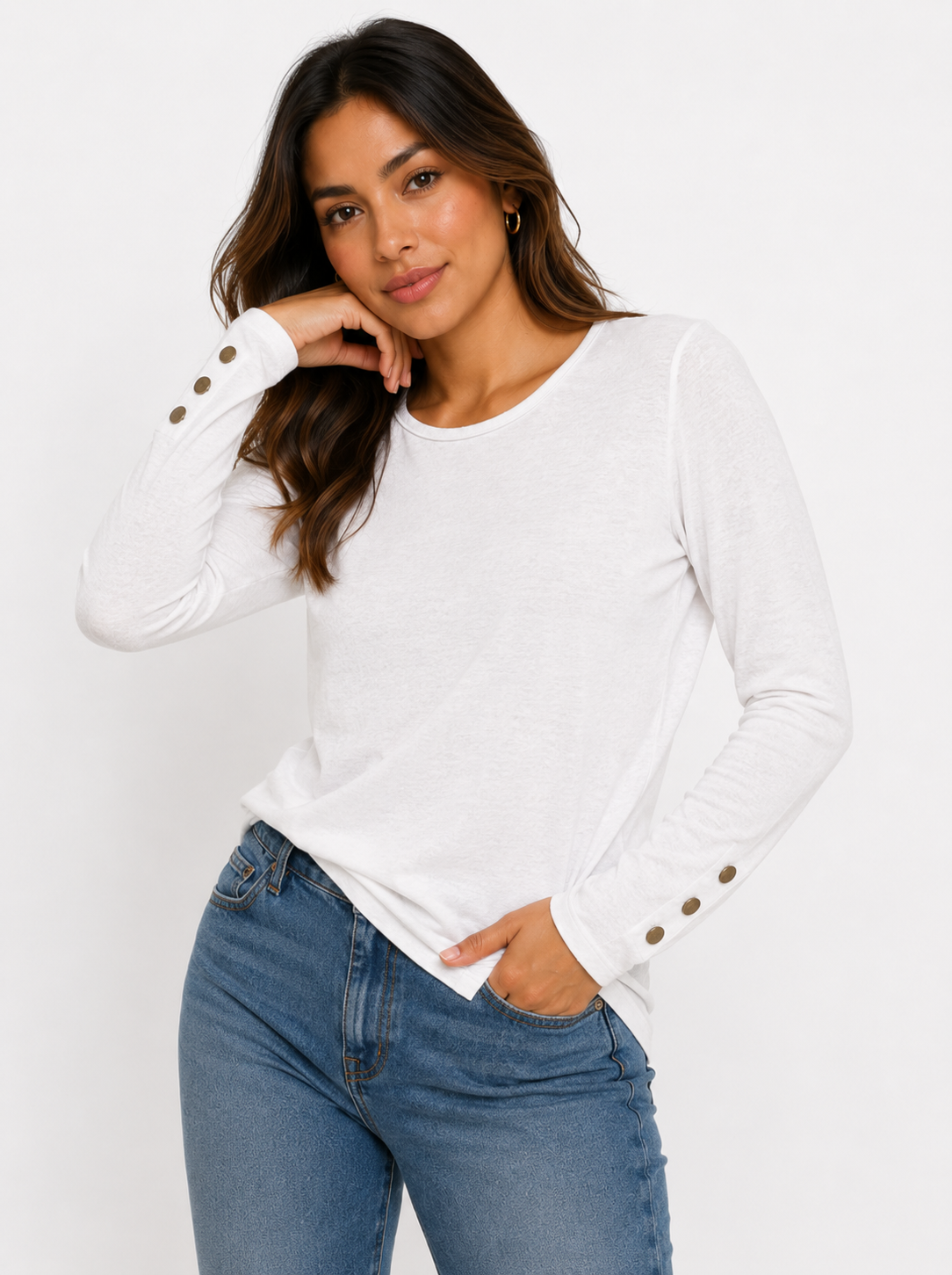 Camiseta mujer manga larga unicolor - Imagen 7