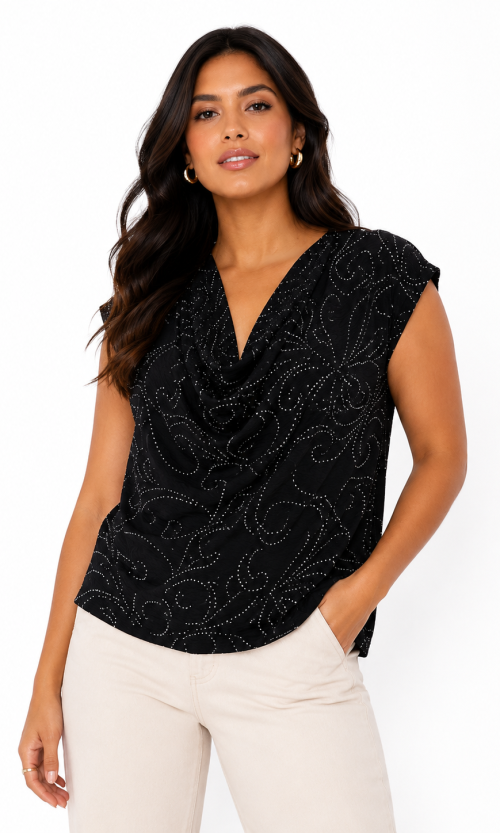 Blusa mujer manga corta estampada