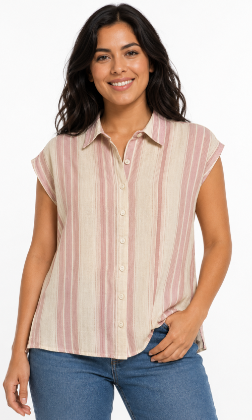 Blusa mujer manga corta rayas