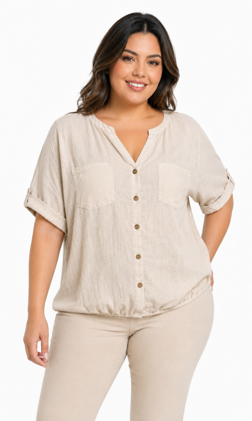 Blusa mujer manga corta unicolor