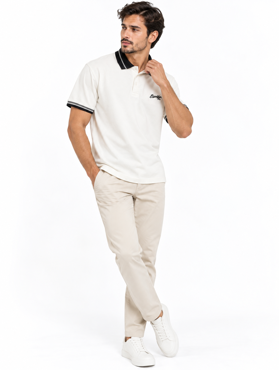 Camiseta Polo para Hombre con Cuello en Contraste y Bordado Tipográfico - Imagen 5