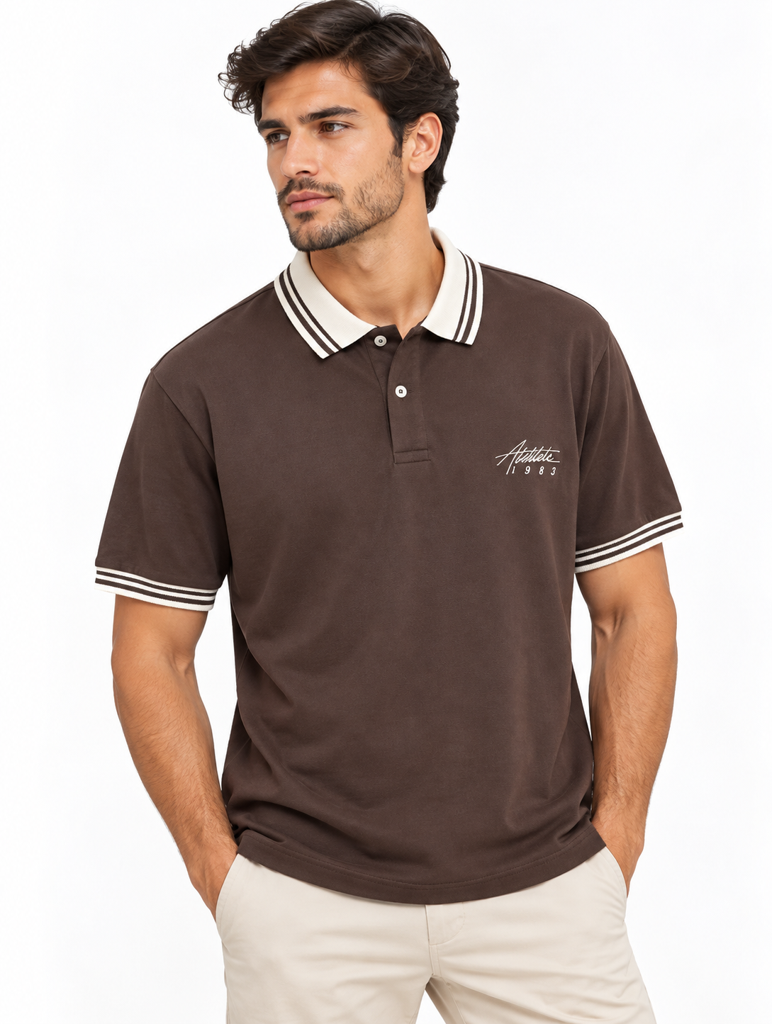 Camiseta Polo para Hombre con Cuello en Contraste y Bordado Tipográfico - Imagen 2