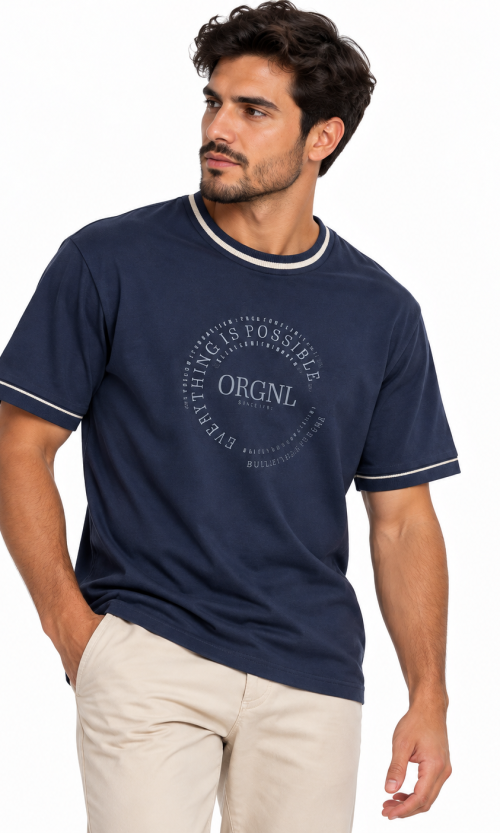 Camiseta Casual para Hombre con Estampado Gráfico Circular