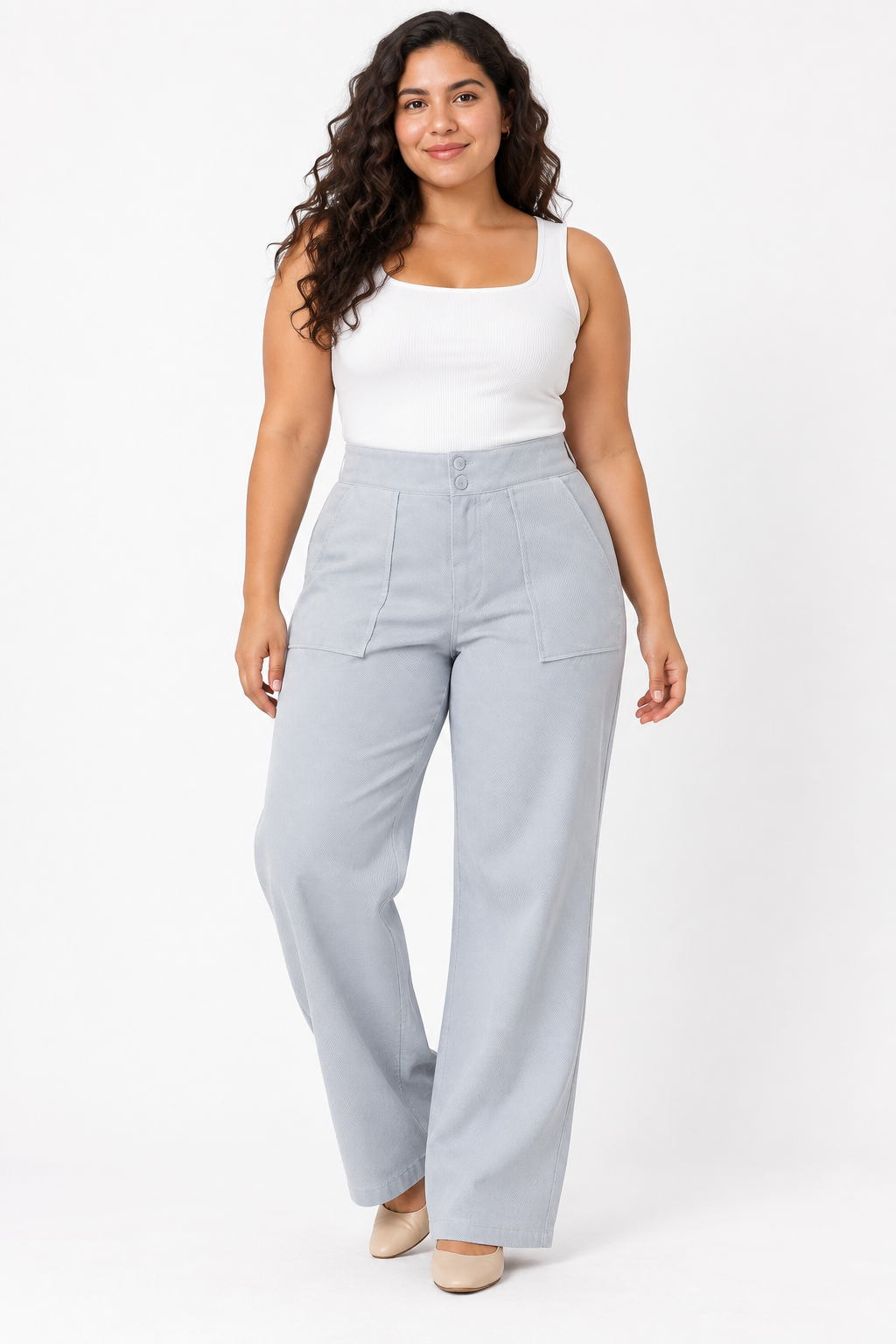 Pantalón Casual Plus Size Tiro Alto con Doble Botón y Bota Recta - Imagen 5