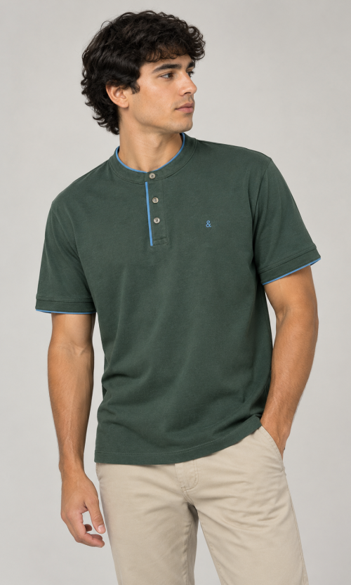 Camiseta Polo para Hombre con Cuello en Contraste Casual Moderno