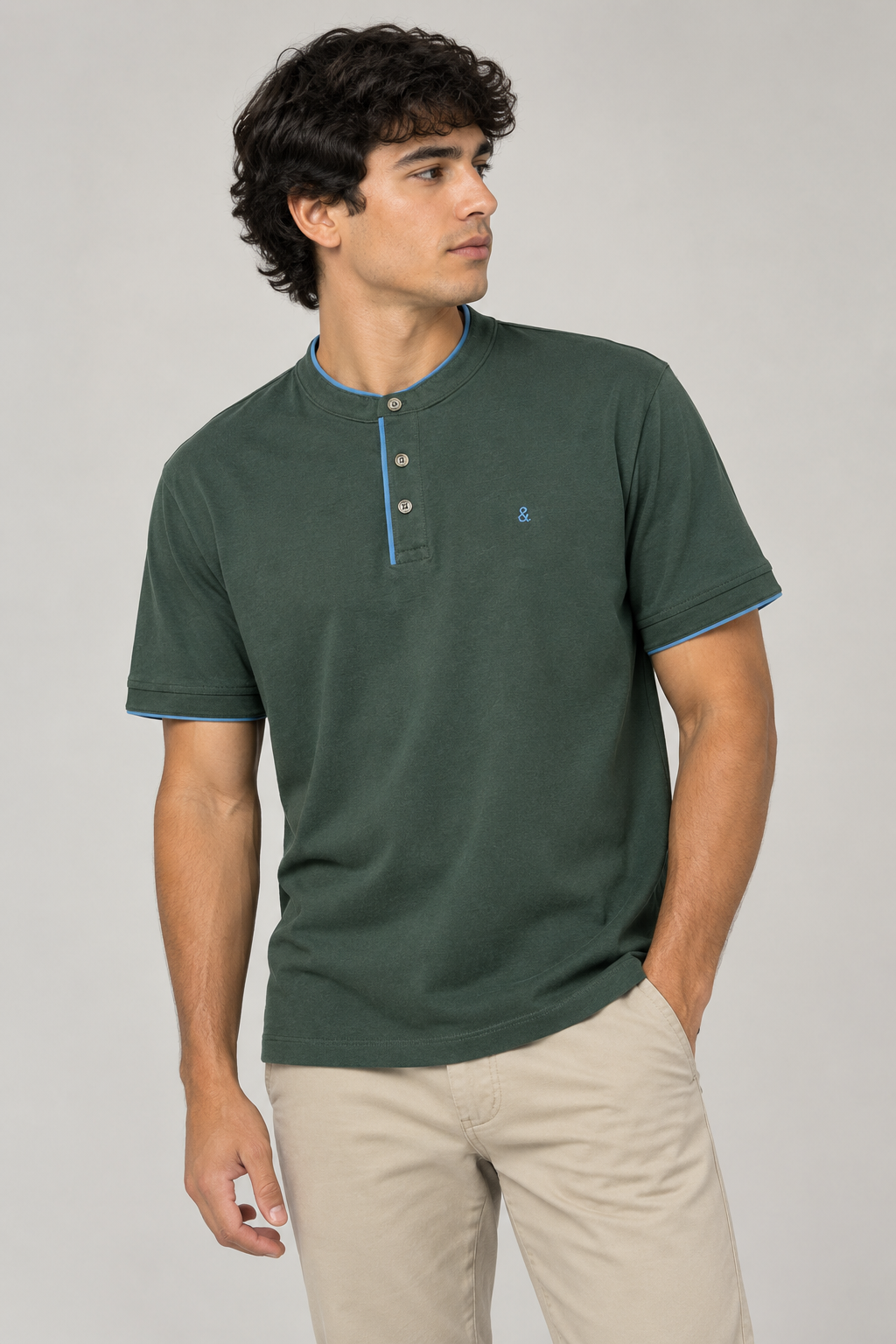 Camiseta Polo para Hombre con Cuello en Contraste Casual Moderno