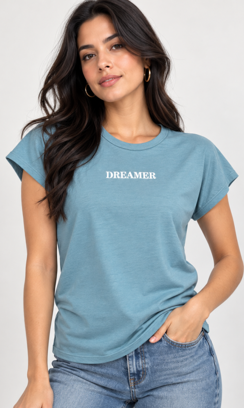 Camiseta Básica de Manga Corta con Leyenda