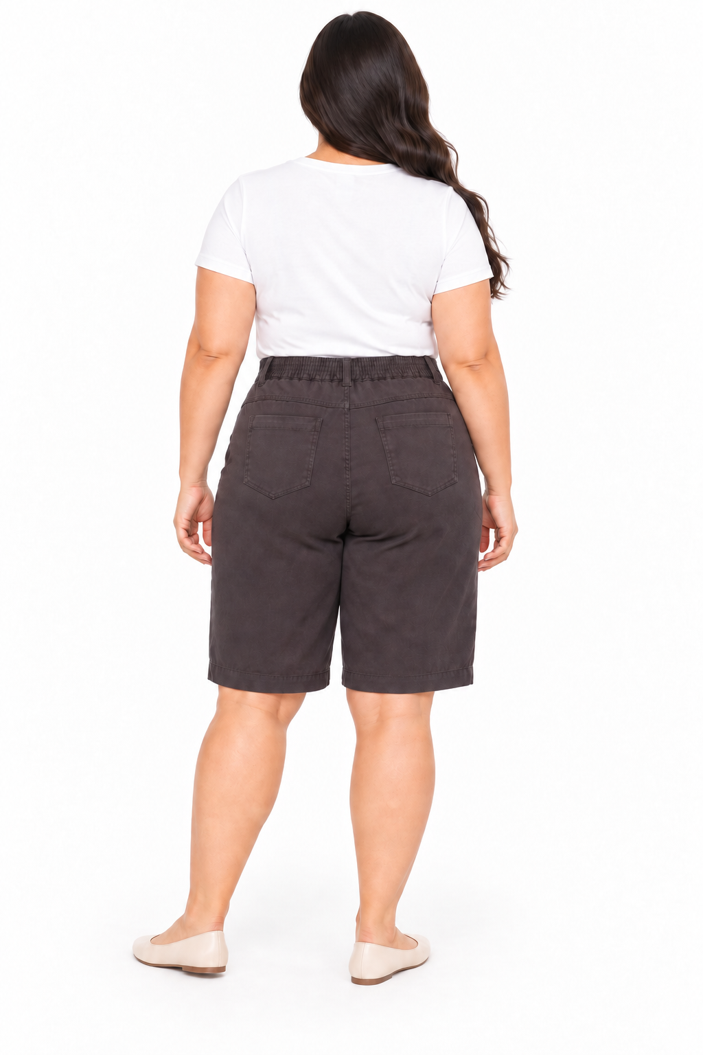 Bermuda Plus Size con Pretina Ancha y Bolsillos de Parche - Imagen 4
