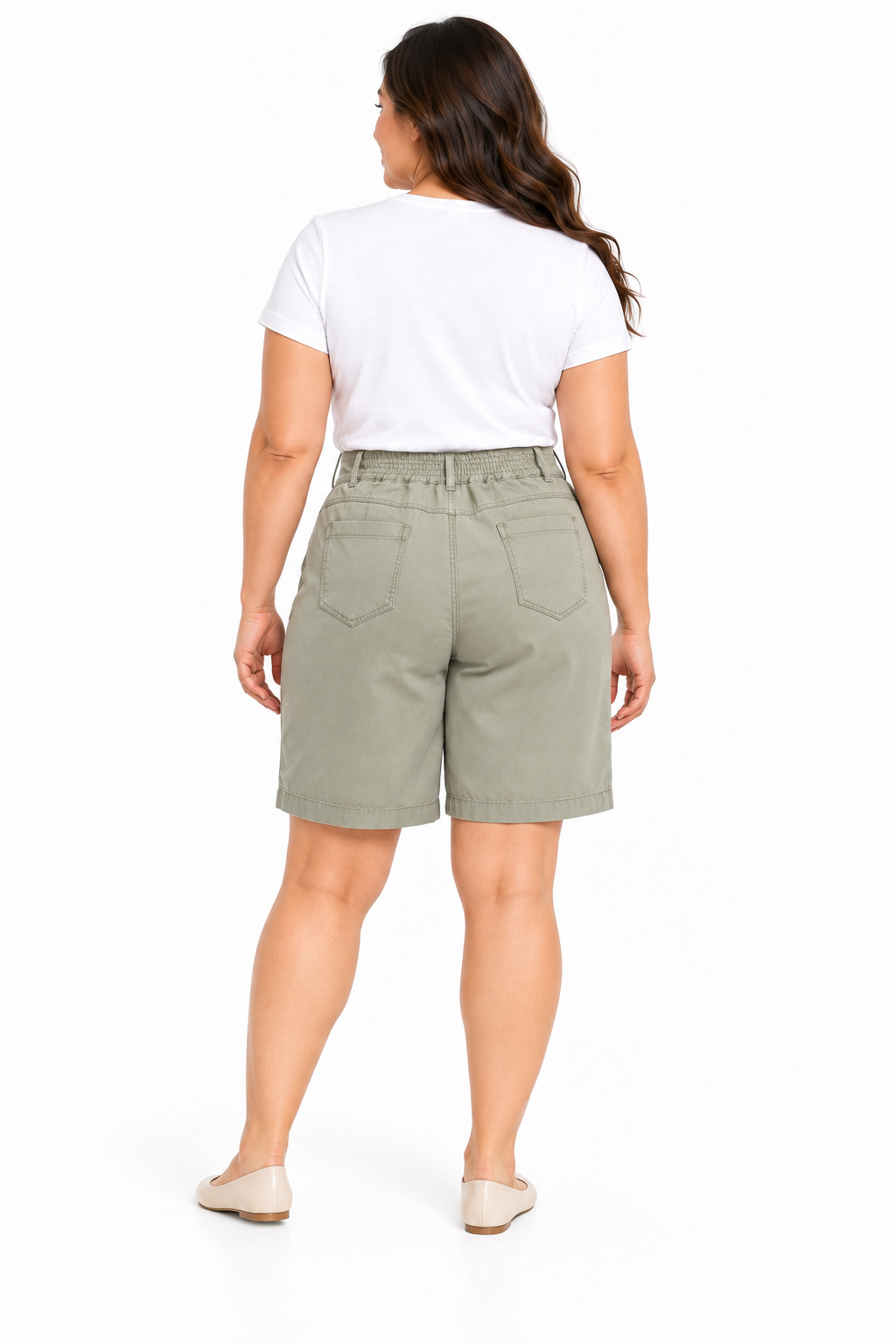Bermuda Plus Size con Pretina Ancha y Bolsillos de Parche - Imagen 7