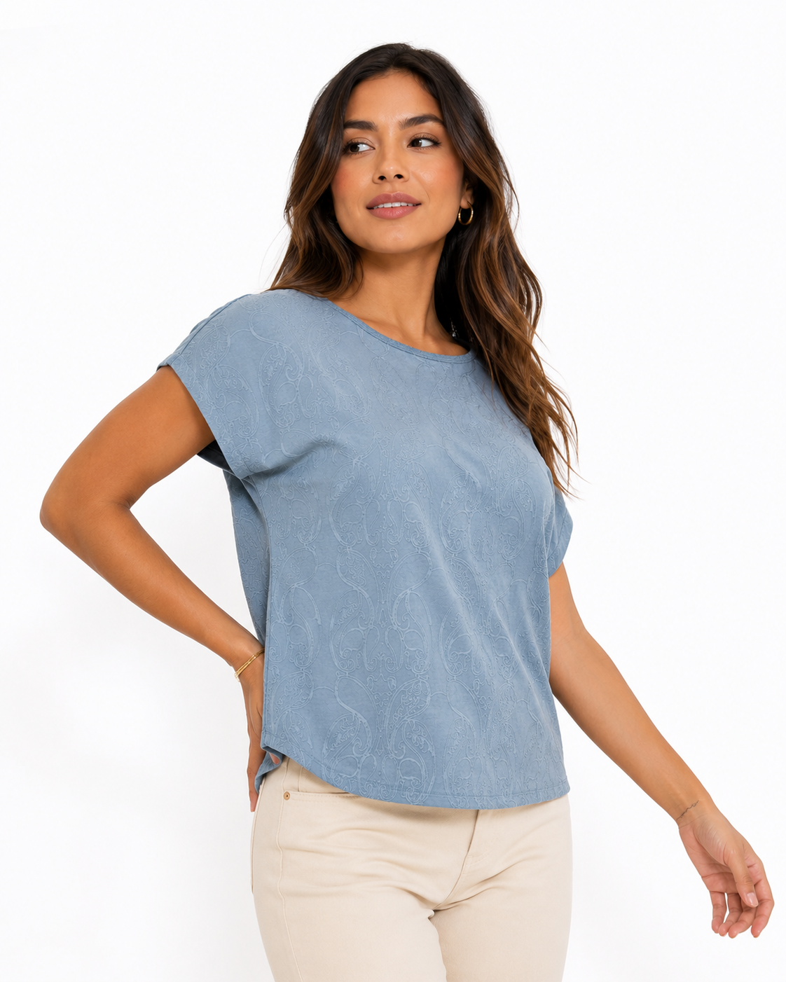 Blusa mujer manga corta unicolor - Imagen 2