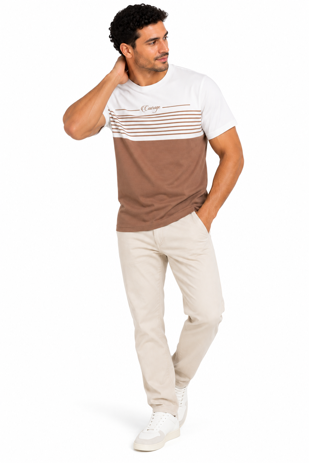 Camiseta para Hombre Estilo Color Block con Franjas Horizontales - Imagen 2