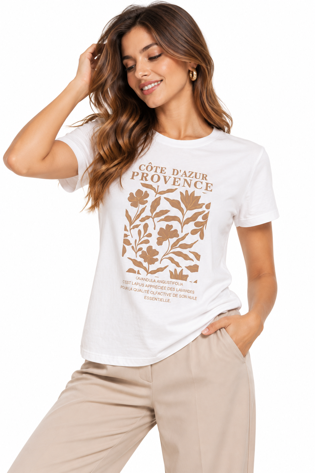 Camiseta para Mujer con Estampado Botánico y Cuello Redondo - Imagen 2