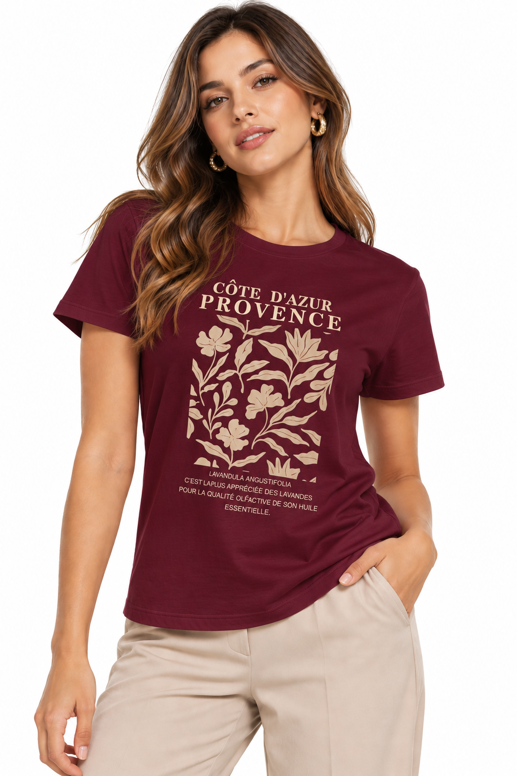 Camiseta para Mujer con Estampado Botánico y Cuello Redondo - Imagen 4