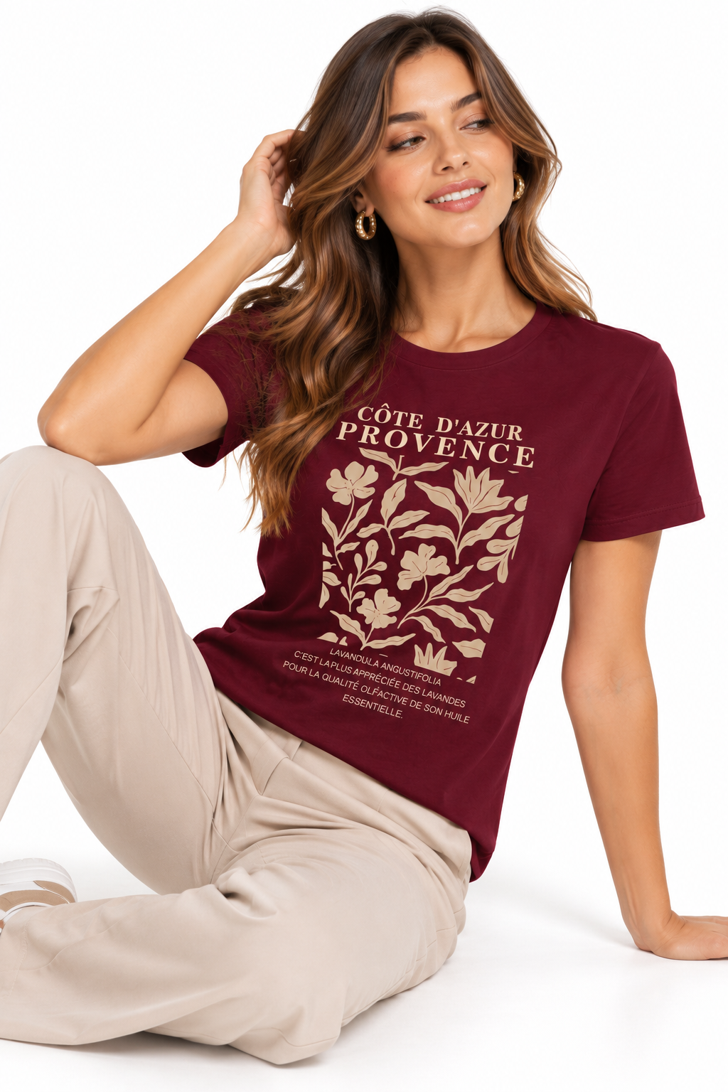 Camiseta para Mujer con Estampado Botánico y Cuello Redondo - Imagen 5