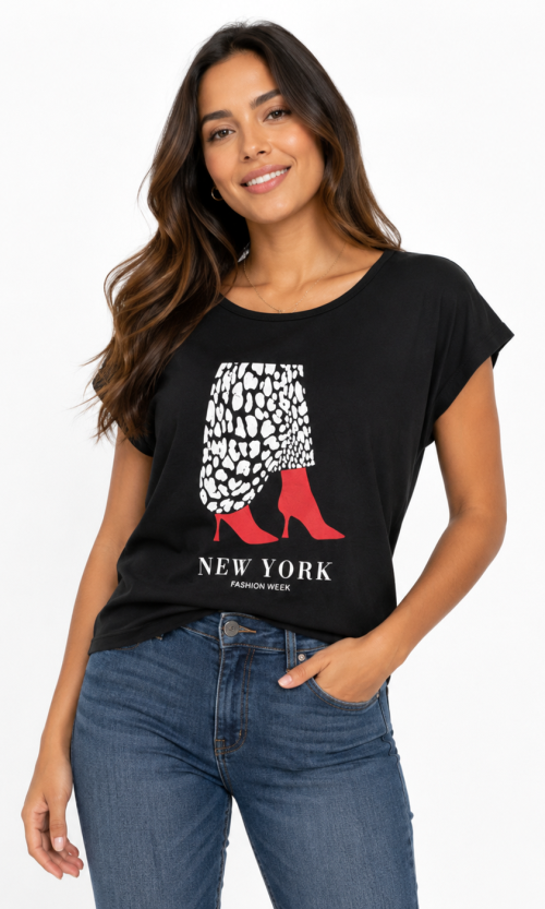 Camiseta mujer manga corta estampada