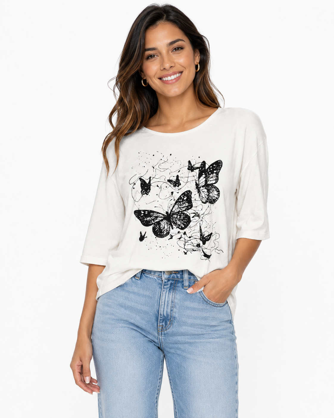 Camiseta mujer manga 3/4 estampada - Imagen 4