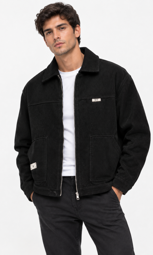 Chaqueta de Pana Negra para Hombre | Chaqueta Casual Urbana