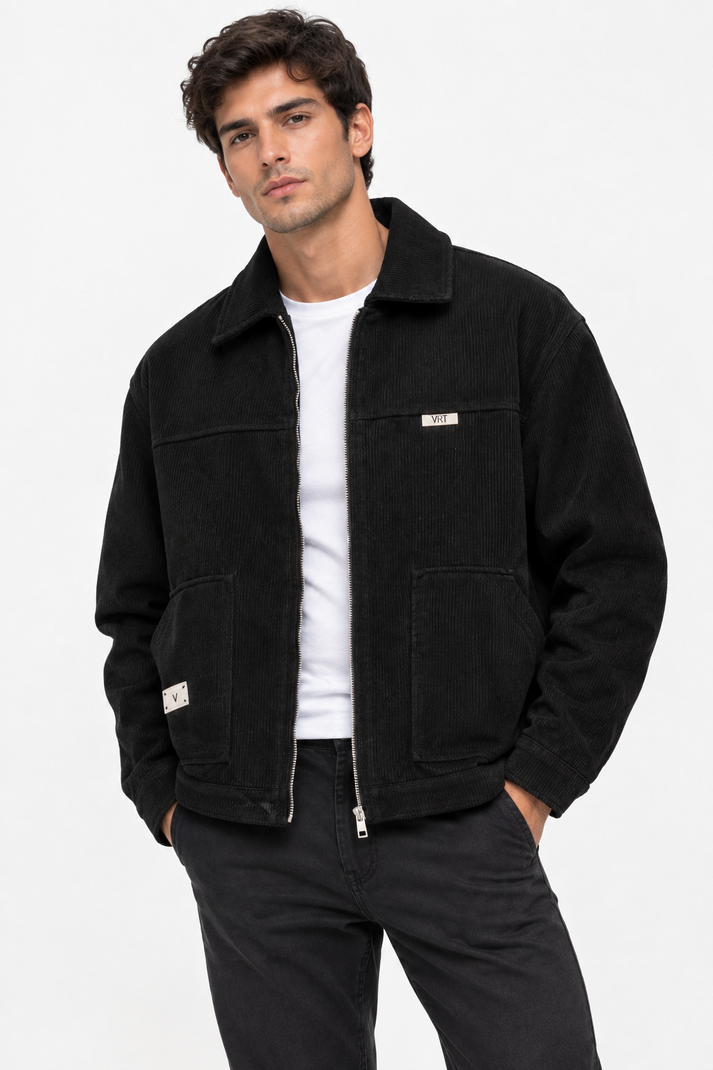 Chaqueta de Pana Negra para Hombre | Chaqueta Casual Urbana