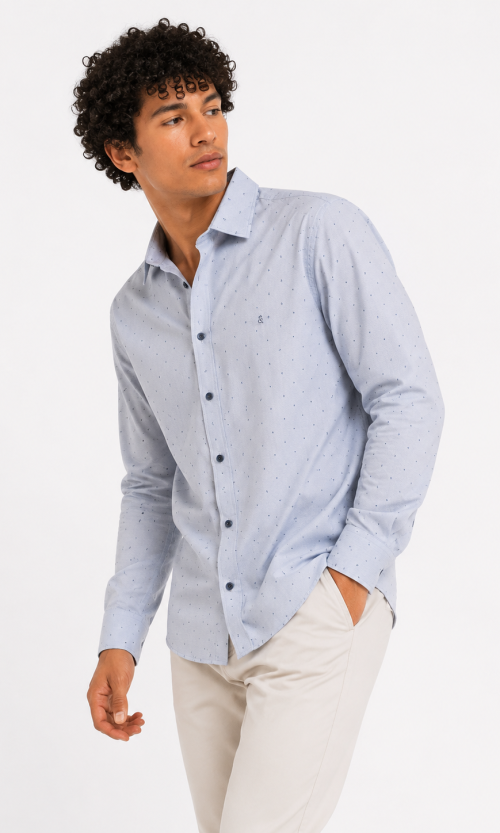 Camisa hombre manga larga estampada